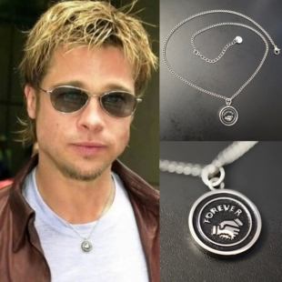 布拉德·皮特Brad Pitt 友谊长存握手FOREVER项链抹黑钛钢圈周边