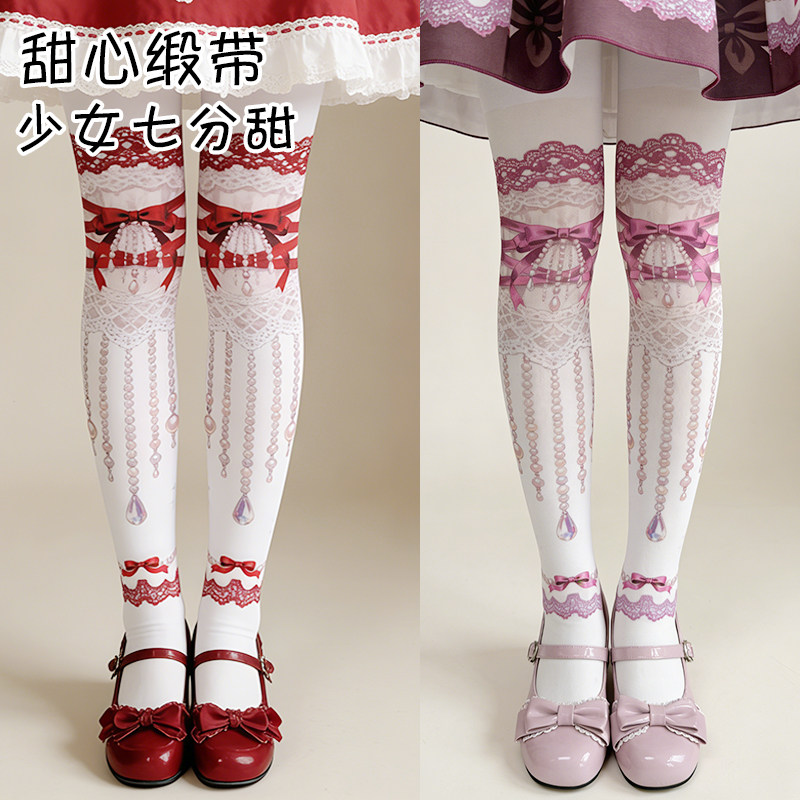 少女七分甜Lolita天鹅绒连裤袜图片