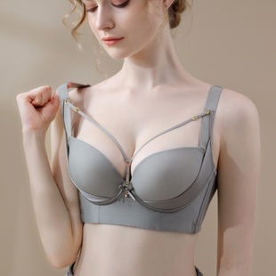 无痕内衣透气大胸固定胸罩聚拢支撑舒适下垂文胸小聚显大收副