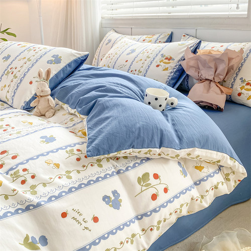 水洗棉双层纱碎花四季被套