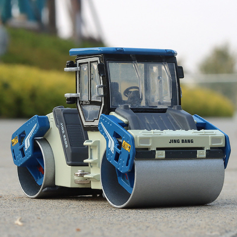 精邦1/60合金双钢压路机模型工程车玩具仿真修路机儿童玩具汽车男