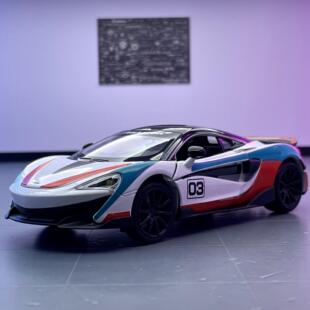 马珂垯合金车模1/32迈凯伦600LT赛车涂装版回力声光模型玩具摆件