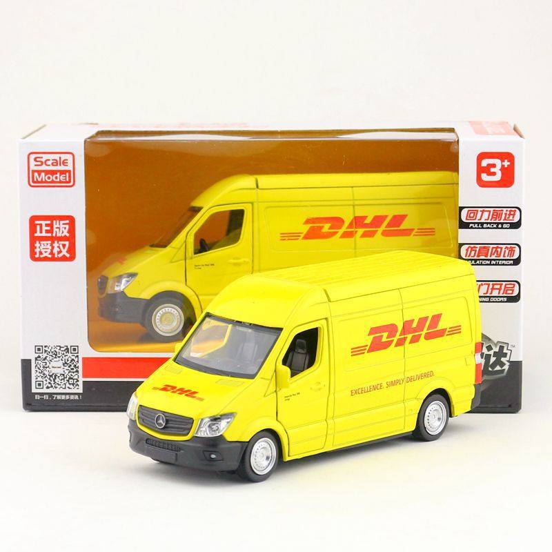 马珂垯合金汽车1:36奔驰DHL快递车斯宾特MPV商务模型回力玩具摆件