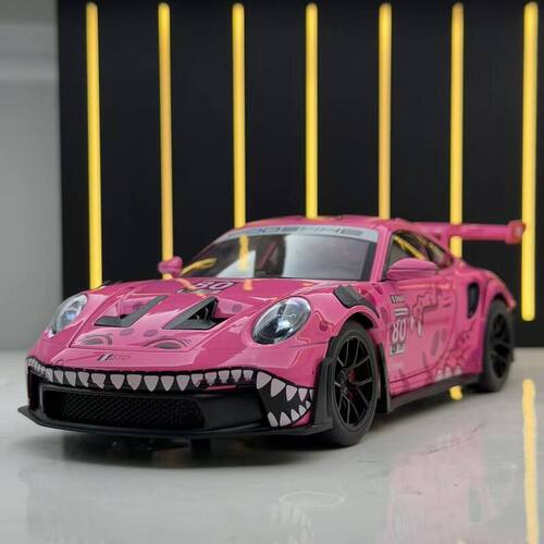 威丽合金车模1比24恐龙拉花版911-GT3跑车儿童玩具车模型摆件收藏