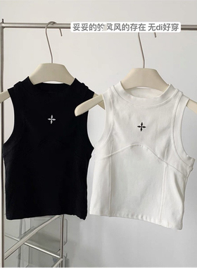 女童背心纯棉短款工字背心儿童夏新款设计感小众吊带外穿上衣2025