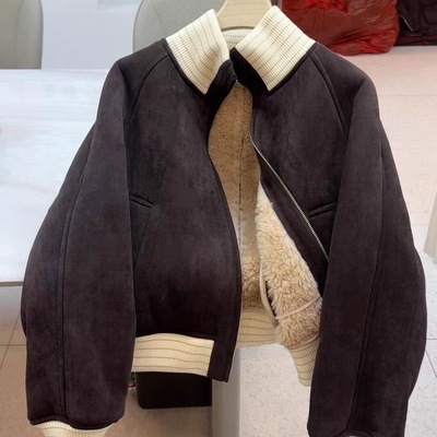 女童羊羔毛加厚冬季夹克外套2025新款中大童皮毛一体女孩短款外套