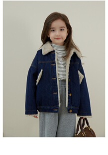 女童秋装上衣洋气牛仔外套2025新款儿童加厚宝宝冬装加绒潮