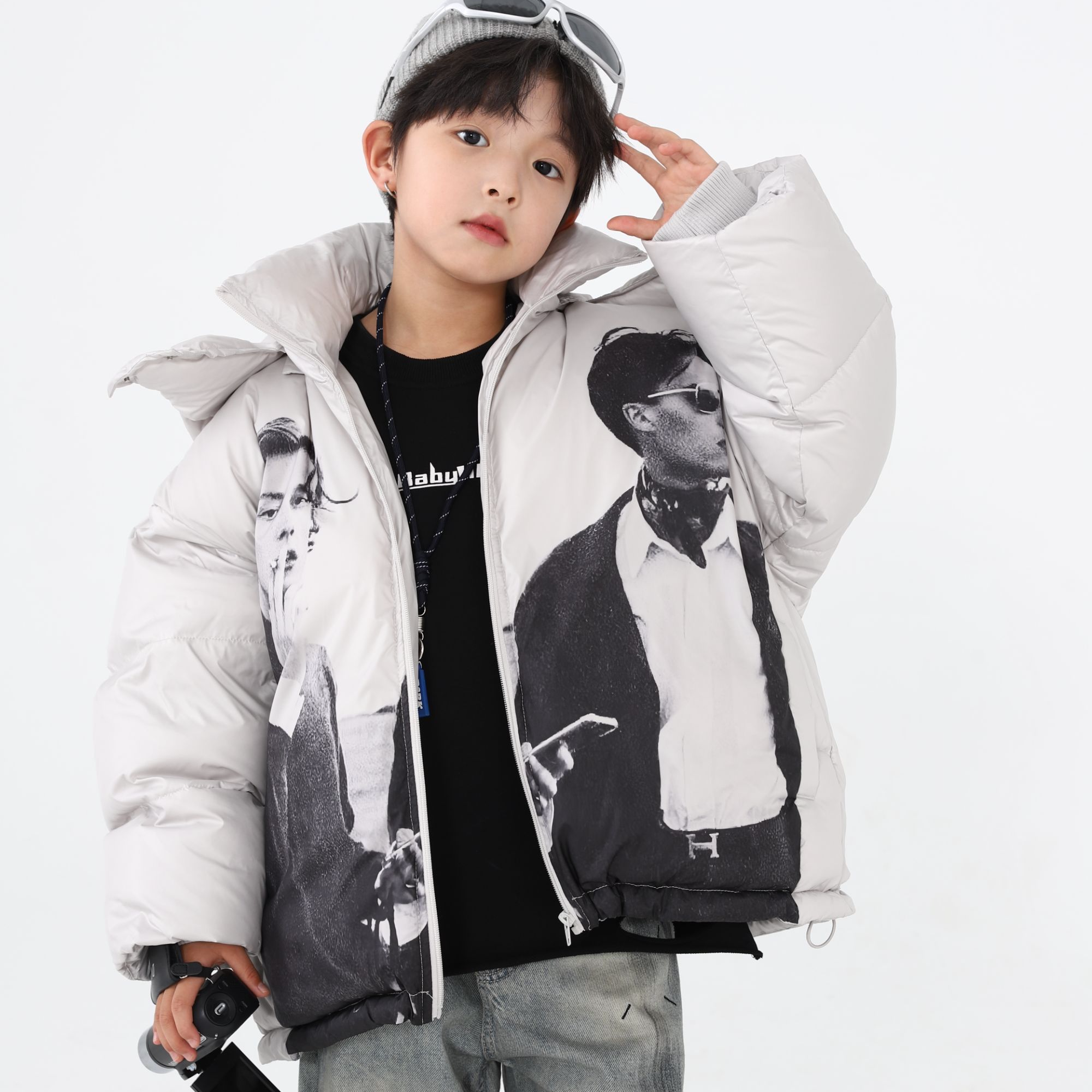 男童新款韩版时尚潮流宽松休闲运动加厚连帽羽绒服K244YRF4851