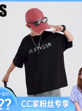 CC家CC CC家CC男童夏季黑色纯棉短袖T恤BE2TX5315