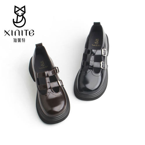 仙妮特专柜正品圆头厚底乐福鞋