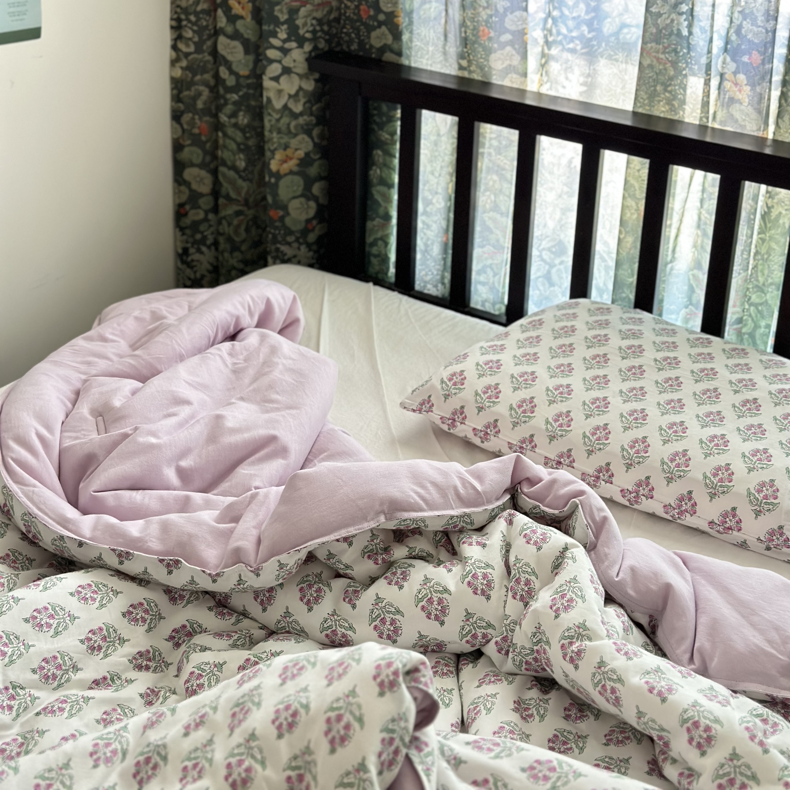 学生党小粉复古紫调一体式懒人被中等厚度春秋被可水洗棉纱四季被