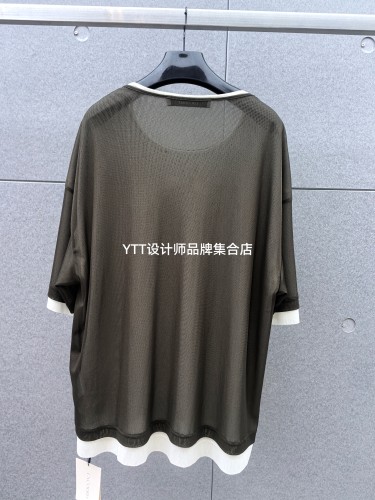 顺丰包邮 UNCODED/2026夏季新款咖色假两件设计短袖宽松T恤