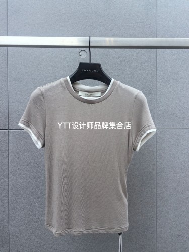 顺丰包邮 UNCODED/2026夏季新款灰色短袖T恤女修身休闲上衣