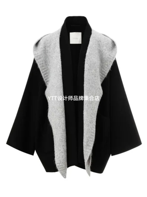 顺丰包邮UNCODED｜2025冬季新款KWWW2W066黑色披肩假两件宽松外套