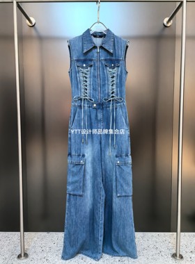 顺丰包邮 UHOT/uhot诱货2026夏季新款牛仔连体裤宽松休闲百搭长裤
