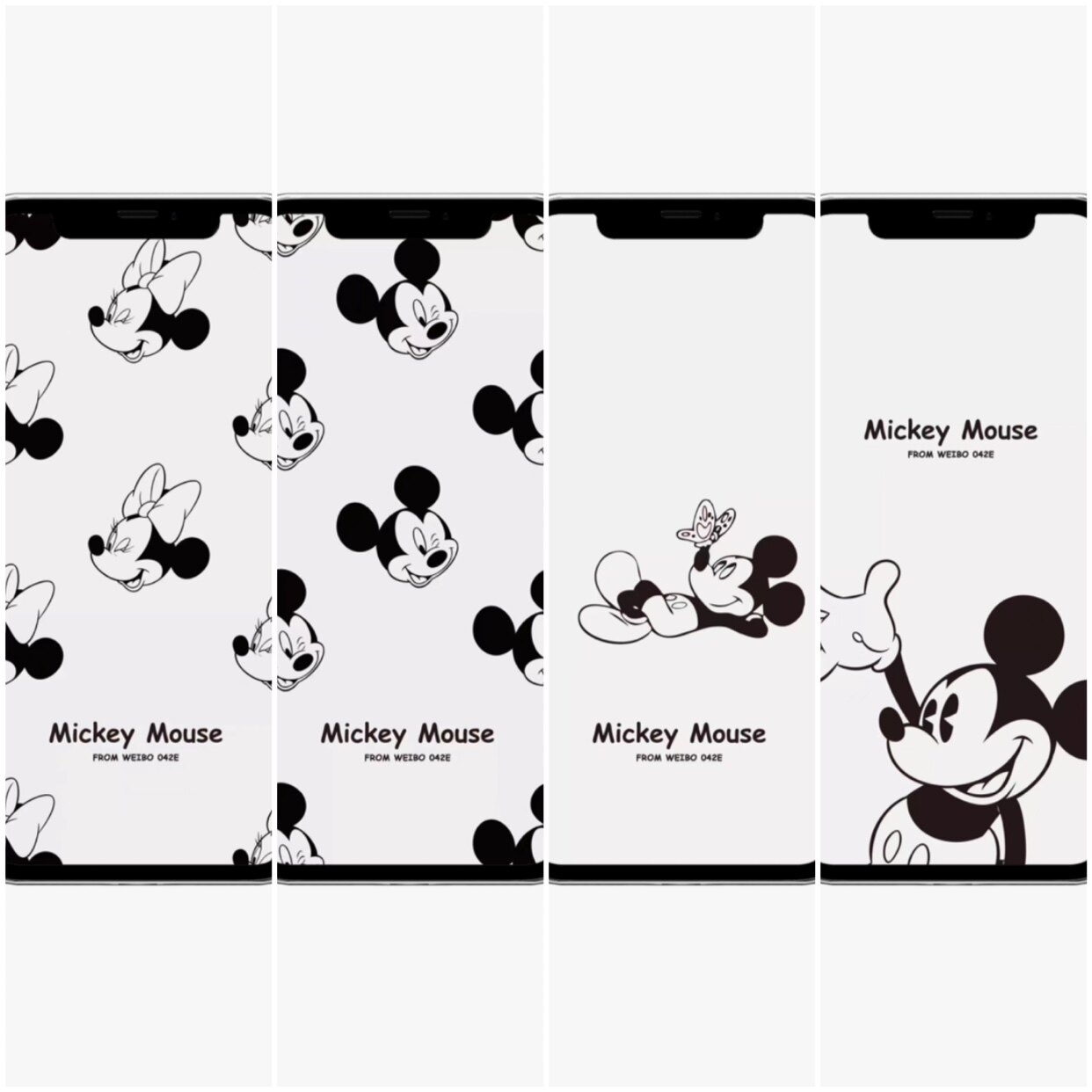 雅ya上海黑白米奇米妮手机锁屏壁纸背景壁画图卡通iphone安卓屏保