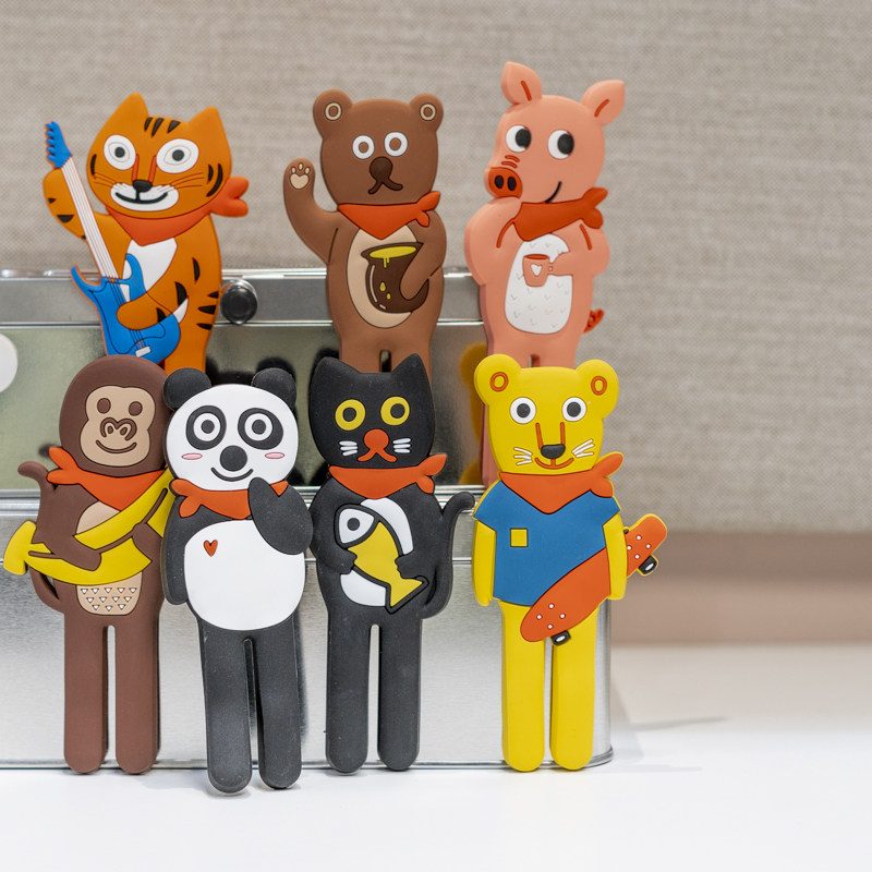 可爱卡通动物冰箱贴磁铁吸铁石3d立体动物免打孔强力挂钩留言板贴