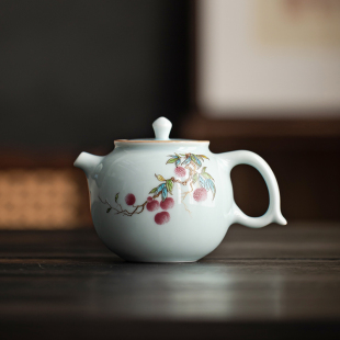 泡茶壶老式 青梅茶壶高端日式 极简青瓷陶瓷单壶家用自带过滤泡茶器