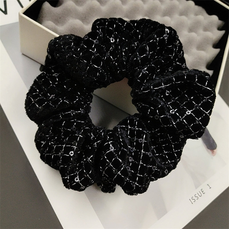 韩国新款头饰高级感小香风金线亮片头绳黑色丝绒扎丸子头大肠发圈,饰品/流行首饰/时尚饰品新,发饰,淘宝优惠券,粉丝福利购,淘宝优惠卷