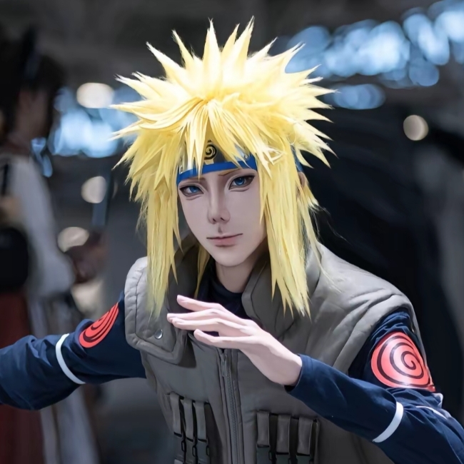 COS火影忍者 波风水门/Namikaze Minato二次元动漫假发透气玫瑰网