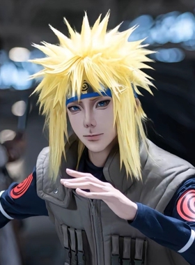 COS火影忍者 波风水门/Namikaze Minato二次元动漫假发透气玫瑰网