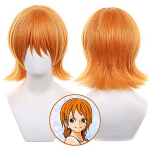 海贼王 娜美cos假发 橘色反翘短发 仿真头皮顶 二次元假毛 玫瑰网