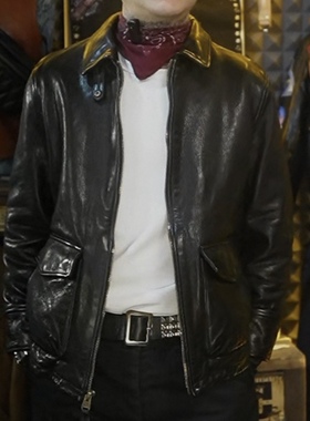 真皮皮衣牛皮坦克兵指挥官复古真皮春秋季休闲黑色经典真皮夹克