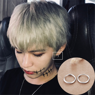 奇妙的食光李希侃同款耳环S925纯银加粗个性气质日韩男女耳圈潮流