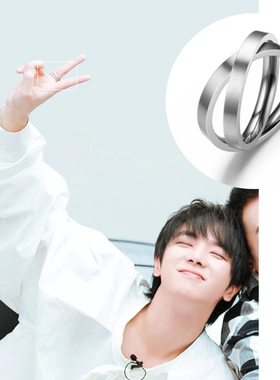 ins王牌华晨宇同款银色双环戒指