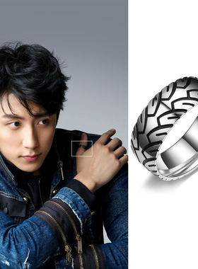 同款赛车轮胎纹复古风潮牌戒指环