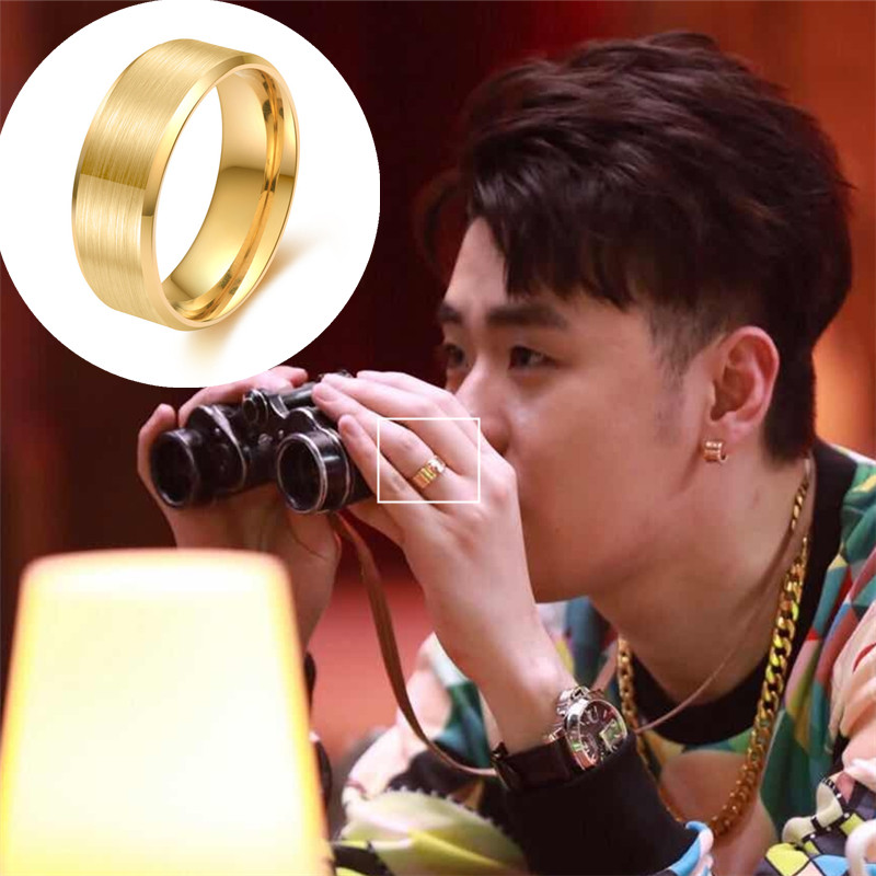 张云雷同款金色时尚防过敏戒指