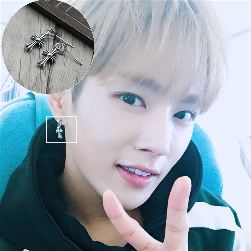 想看你微笑舒湛李汶翰同款耳钉纯银十字架吊坠耳环日韩气质男女潮