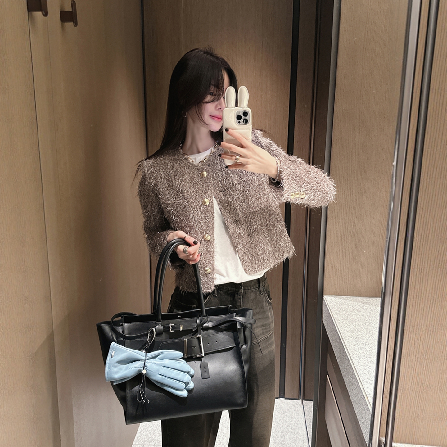 【韩国官网直邮】Partysu韩国代购正品女2025冬季毛绒夹克短外套