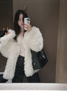 【韩国官网直邮】Partysu韩国代购正品女2025冬英伦风格毛绒外套