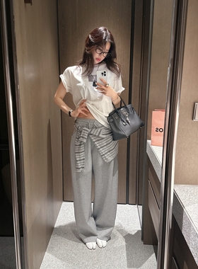 现货灰～【韩国官网】Partysu韩国代购女2025松紧腰抽绳休闲裤