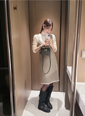 【韩国官网直邮】Partysu韩国代购正品女25冬英伦风格吊带连衣裙