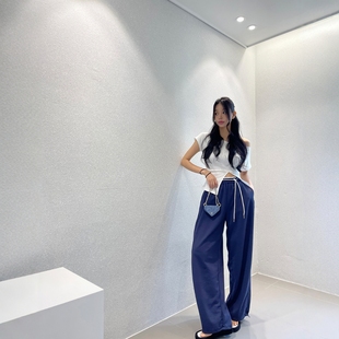 松紧腰抽绳阔腿裤 Haners家韩国代购 时尚 女清新优雅2025年夏季 新品