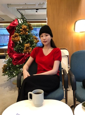 【设计师款】Haners家韩代购女时髦大气2025冬季v领羊毛针织上衣