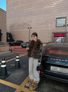 【韩国官网直邮】Partysu韩国代购正品女2025冬时尚拉绒休闲卫裤