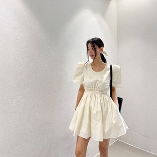 褶皱连衣裙 Haners家韩国代购 女清新优雅2025年夏季 新品 可爱泡泡袖