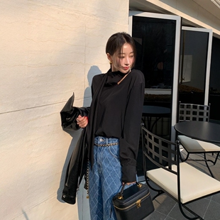 女设计师2026夏高定丝光丝带衬衫 Haners家韩国代购 韩国专柜款