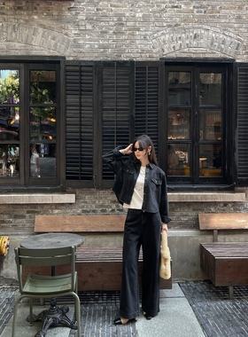 【官网自制 设计师款】Partysu韩国代购正品女2025秋冬黑色牛仔裤