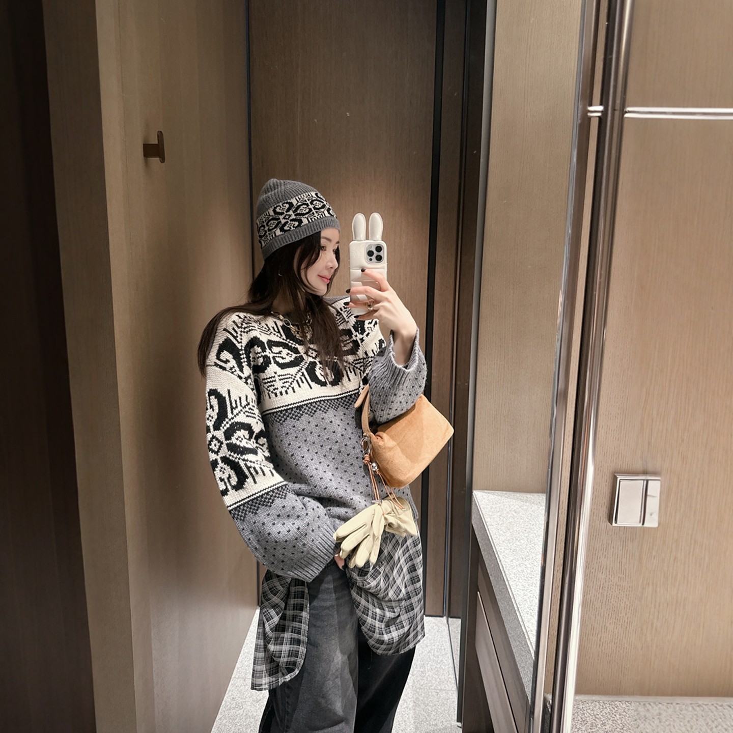 【韩国官网直邮】Partysu韩国代购正品女2025冬季羊毛提花针织衫