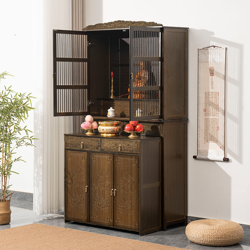 新款佛龛神台立柜楠竹神龛佛柜供奉台佛台财神爷菩萨供桌佛像分体