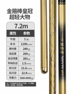 水上貂金箍棒皇冠超轻大物高强度小锥度超轻超硬鲢鳙青鱼台钓竿