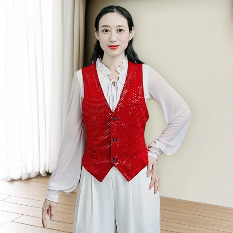 欢舞阁摩登舞蹈马甲国际舞交际舞吉特巴女士成人表演舞服MJ0308