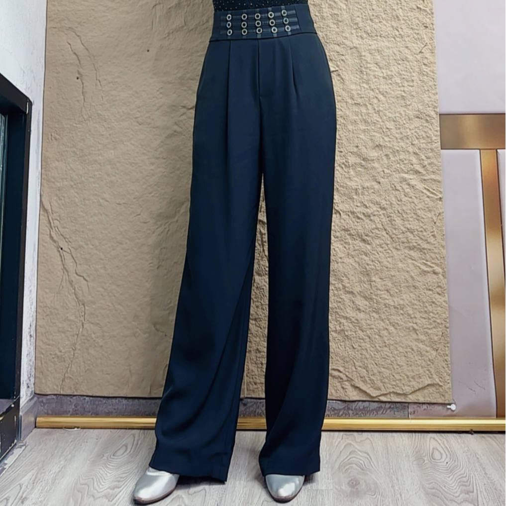 广场舞裤吉特巴B0321摩登舞裤修身垂感时尚显瘦舞裤高腰口袋女裤