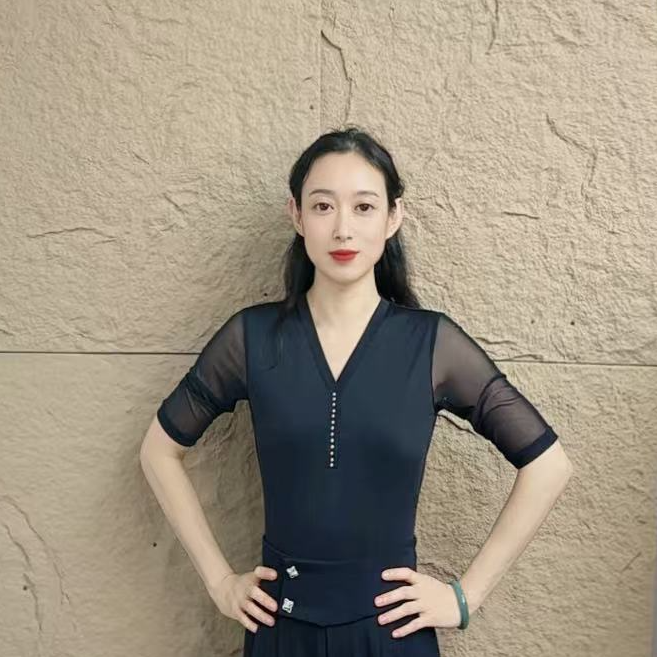 欢舞阁摩登舞吉特巴时尚女士v领交际广场舞烫钻新款舞蹈服A0737
