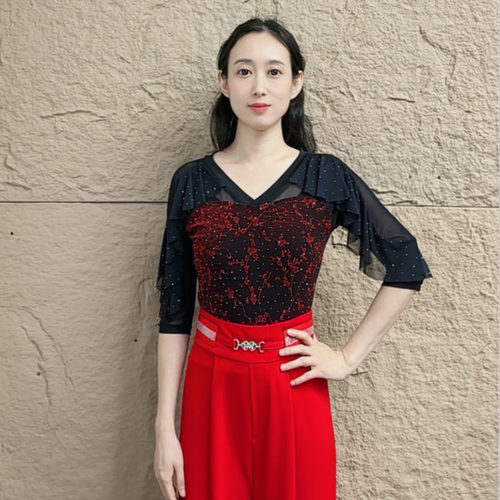 欢舞阁百搭吉特巴摩登女士气质时尚交际广场舞舞衣中袖A0853