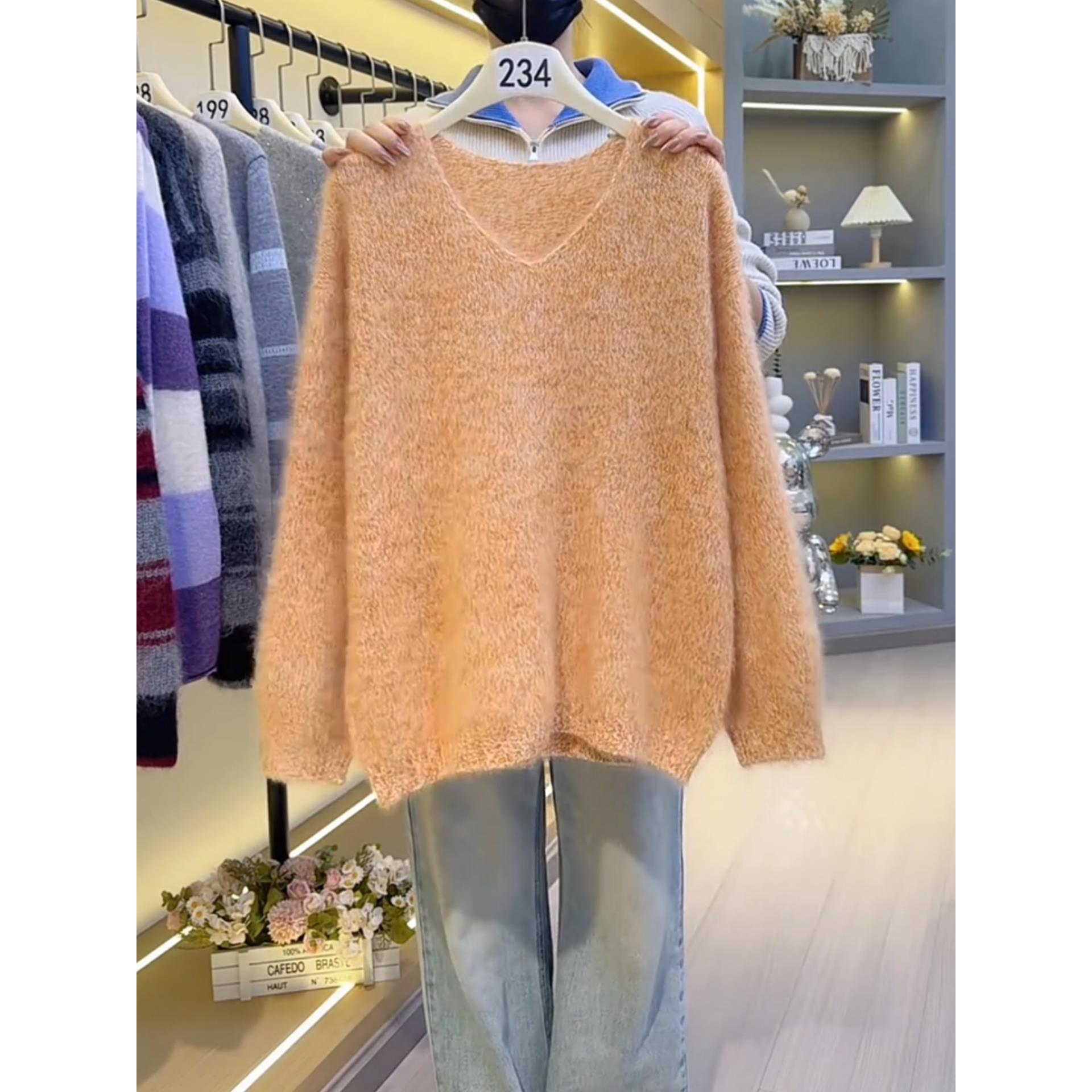 欧货高级感慵懒风软糯针织毛衣女